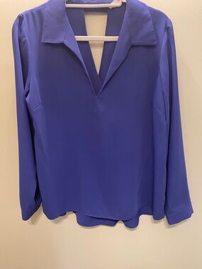 Amanda Uprichard Purple Tone V-Neck Long Sleeve Blouse, Size L